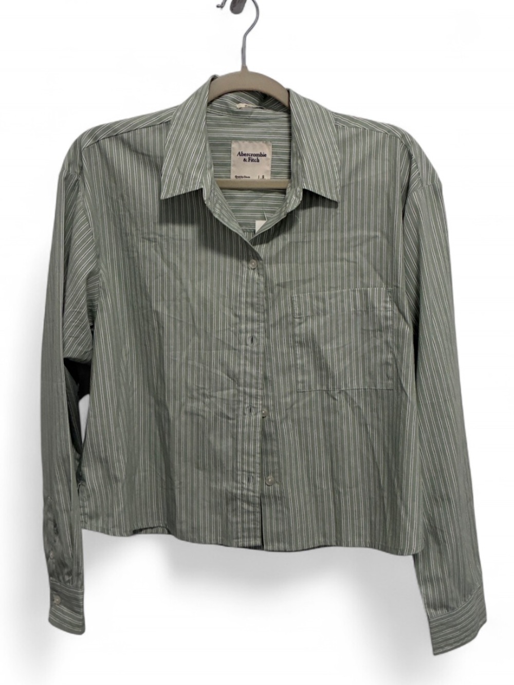 NWT Abercrombie & Fitch Light Green Striped Long Sleeve Button-Down Shirt